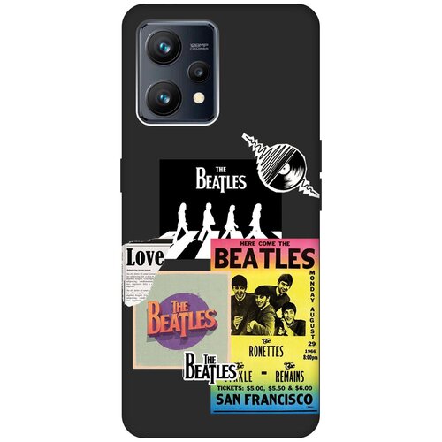 Матовый чехол Beatles Stickers для Realme 9 / Рилми 9 с 3D эффектом черный матовый чехол bts stickers для realme 9 pro рилми 9 про с 3d эффектом черный