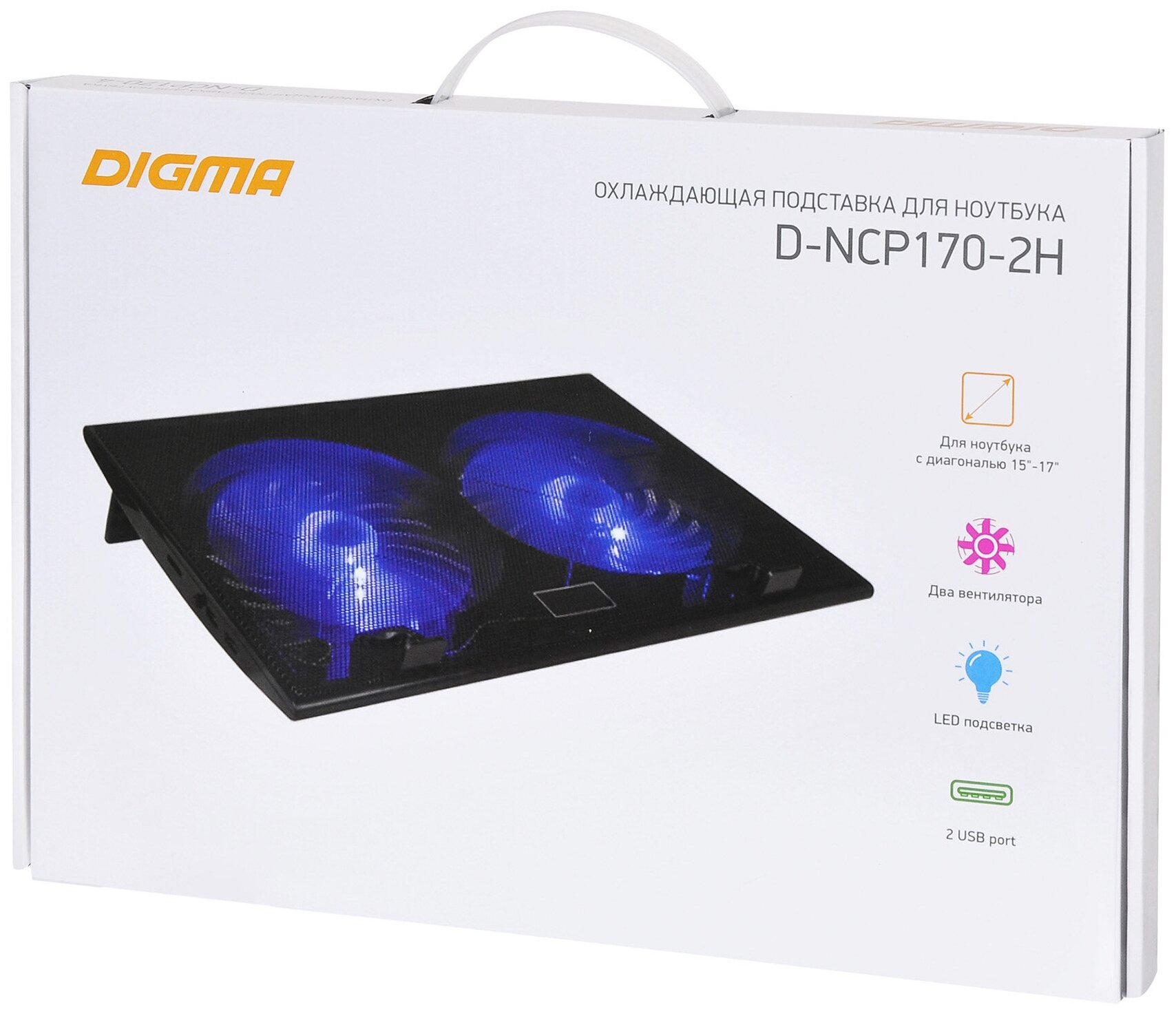 Подставка для ноутбука DIGMA D-NCP170-2H 17290x270x25мм 2xUSB 2x 160ммFAN 700г черный