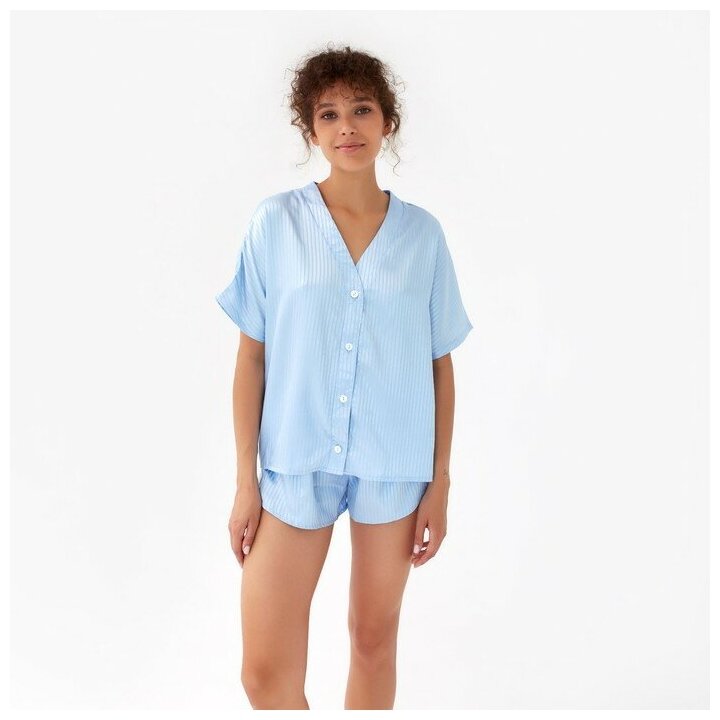 Пижама женская (сорочка, шорты) MINAKU: Light touch цвет голубой, р-р 48 - фотография № 15