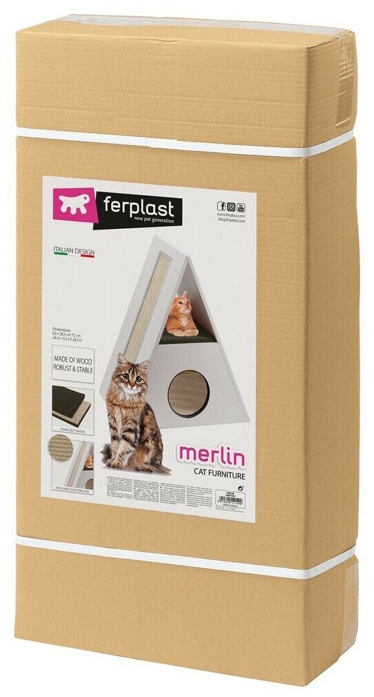 Комплекс для кошек Ferplast Merlin спально-игровой 62 x 38,5 x 72 см (1 шт) - фотография № 3