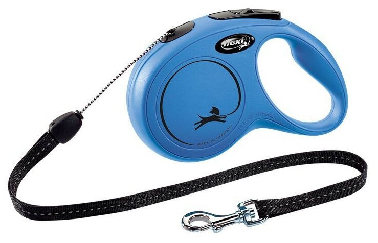 Поводок-рулетка для собак Flexi New Classic M тросовый синий 5 м до 20 кг - фотография № 10