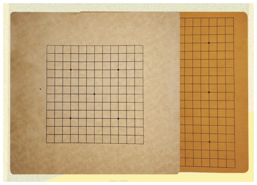 Набор для игры в ГО (Гобан) с двухсторонним кожаным полем 44x47 см (19x19 и 13x13 линий)
