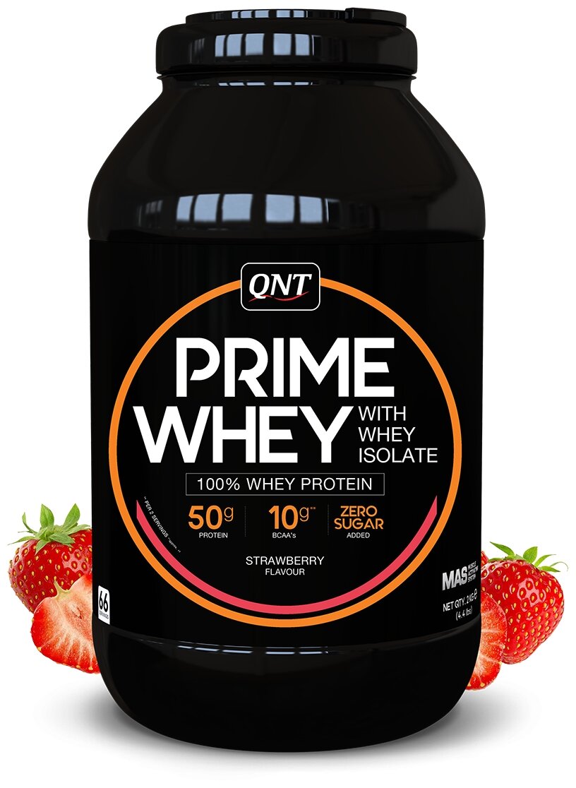 QNT Prime Whey 2kg Strawberry/"Прайм Вэй" со вкусом клубника 2 кг