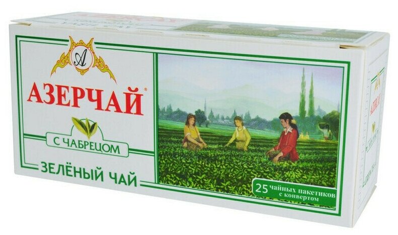 Чай в пакетиках Чай Азерчай зеленый с чабрецом, 25 пак 416022