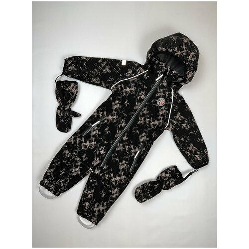 Комбинезон Pikolino, демисезонный, софтшелл, мембрана, светоотражающие элементы, размер 110, черный