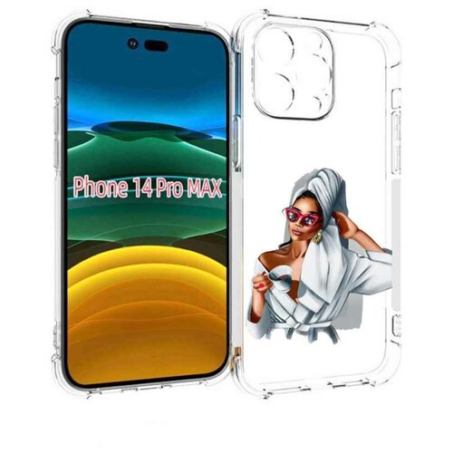 Чехол MyPads Девушка в белом халате женский для iPhone 14 Pro Max задняя-панель-накладка-бампер