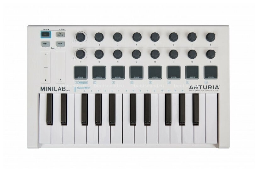 Arturia MiniLab mkII 25 клавишная низкопрофильная, динамическая MIDI мини-клавиатура, 16 энкодеров,