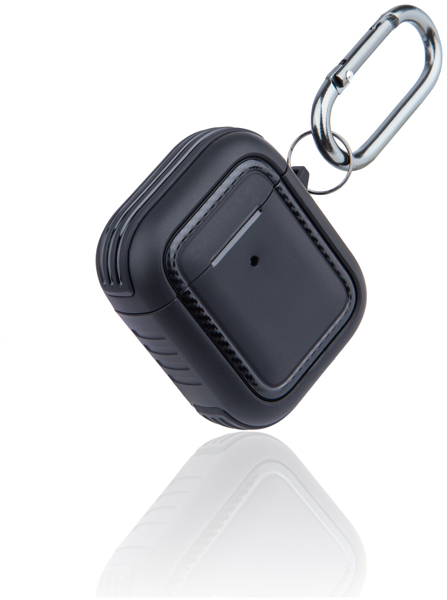 Чехол YBERRY, для Apple AirPods/AirPods 2, металл, ударопрочный, черный