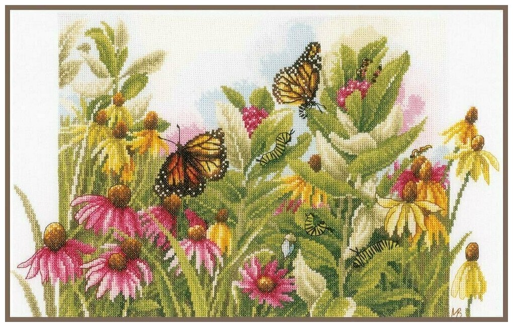 Набор для вышивания Lanarte "Бабочки в цветах", 28x44 см