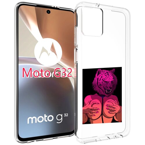 Чехол MyPads тигр с секретом женский для Motorola Moto G32 задняя-панель-накладка-бампер