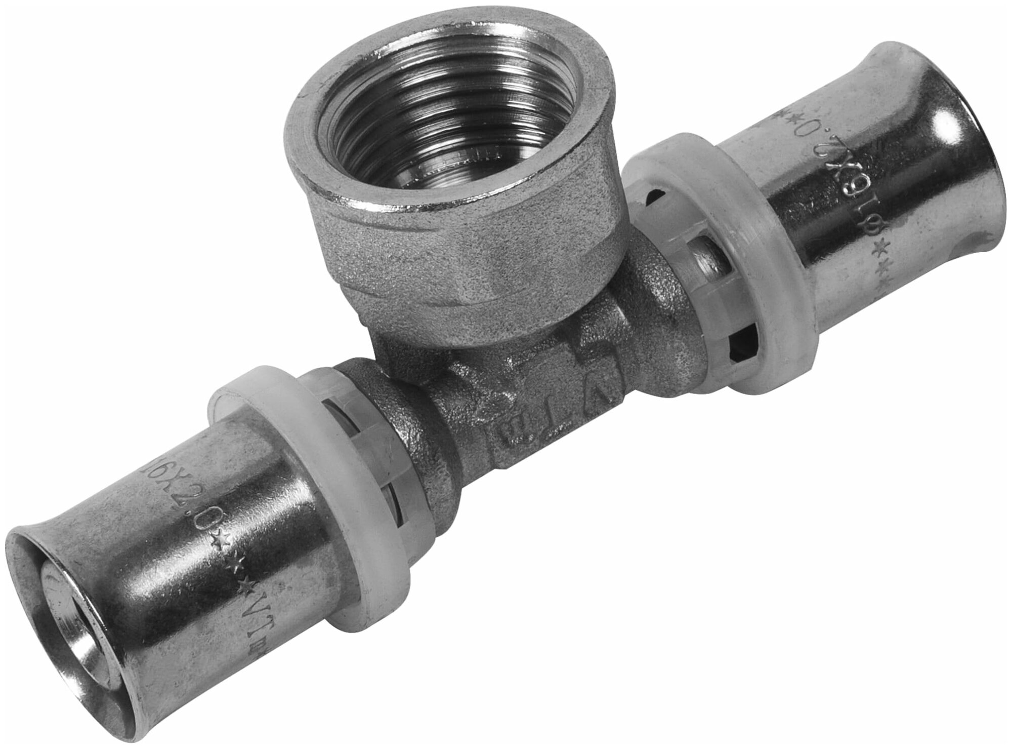 Тройник VALTEC VTm.232.N.160416 16x1/2"x16 пресс – резьба 1 шт.