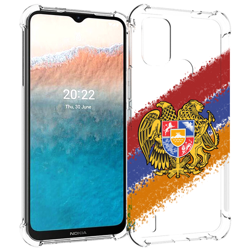 Чехол MyPads флаг герб Армении для Nokia C21 Plus задняя-панель-накладка-бампер