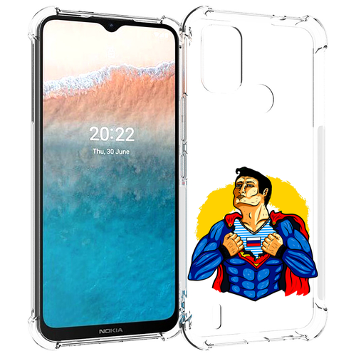 Чехол MyPads русский супермен для Nokia C21 Plus задняя-панель-накладка-бампер