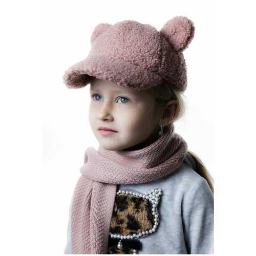Детская шапка-кепка из овечьей шерсти / Стильная кепка для девочки Carolon кепка с ушками для девочек