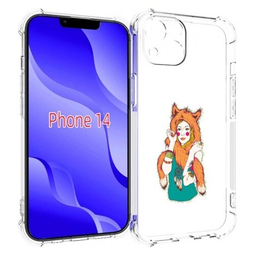 Чехол MyPads Девушка лиса для iPhone 14 (6.1) задняя-панель-накладка-бампер