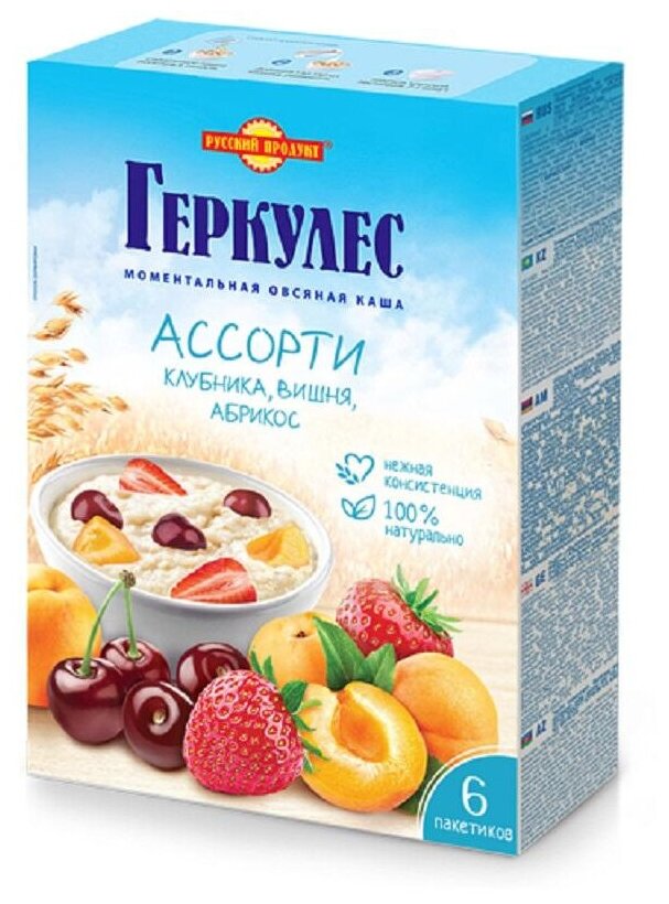 Каша овсяная Русский Продукт Геркулес момен. Асс.№3 клуб/абр/виш,6штx35г/уп - фотография № 3