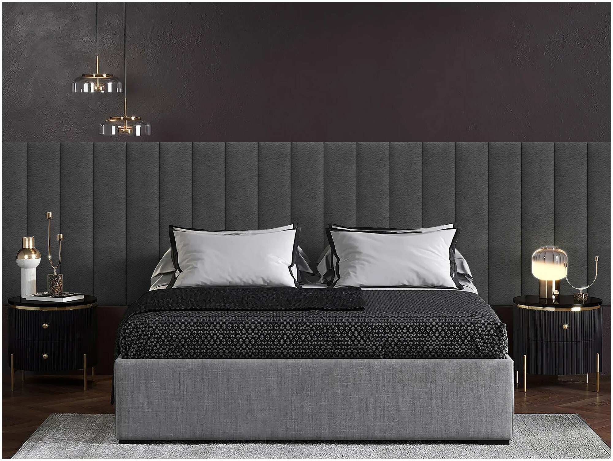 Панель кровати Velour Grey 20х100 см 1 шт. - фотография № 1
