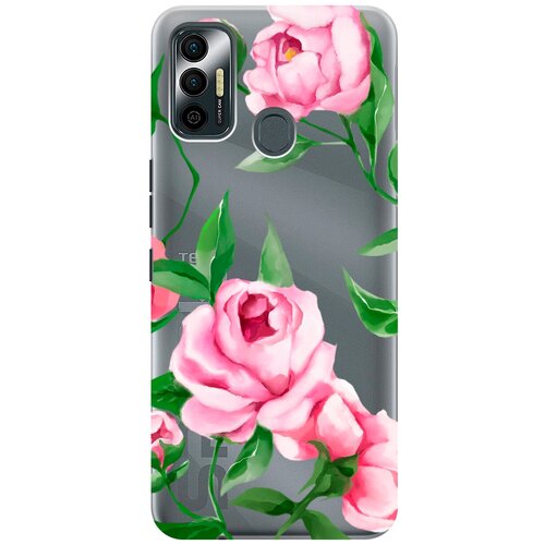 Силиконовый чехол на Tecno Spark 7 / Техно Спарк 7 с 3D принтом Amazing Peonies прозрачный силиконовый чехол на tecno spark 7 техно спарк 7 silky touch premium с принтом amazing peonies красный