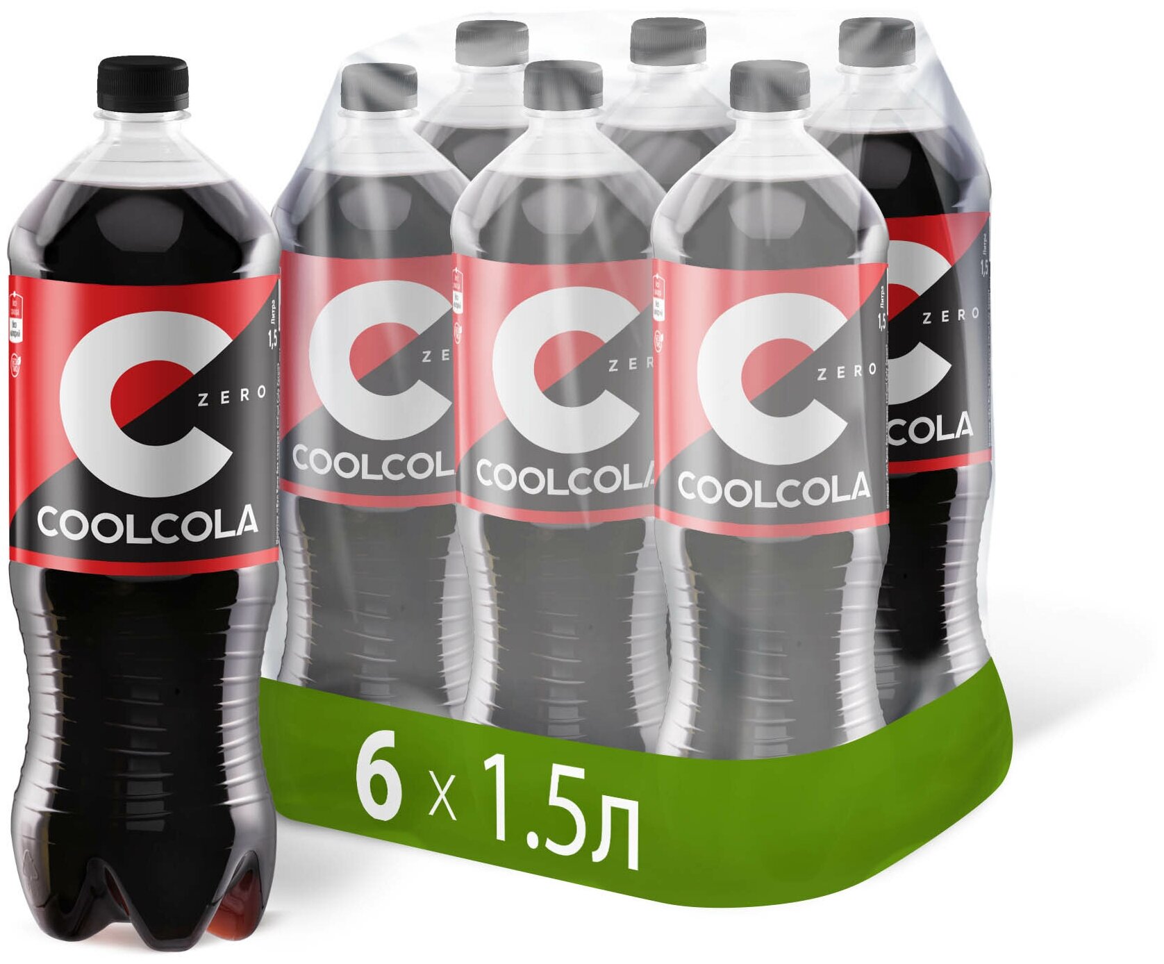 Напиток "Кул Кола без сахара" ("Cool Cola Zero") безалкогольный сильногазированный, ПЭТ 1.5 (упаковка 6шт) - фотография № 2