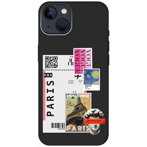 Силиконовый чехол на Apple iPhone 14 / Эпл Айфон 14 с рисунком Paris Stickers Soft Touch черный силиконовый чехол на apple iphone 14 pro эпл айфон 14 про с рисунком gucci stickers soft touch черный