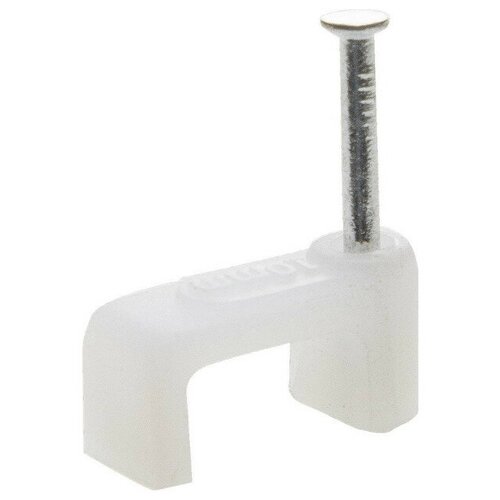 Скоба для крепления кабеля прямоугольная 10мм 50 штук белая 449₽