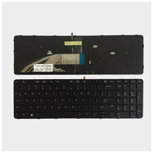 Клавиатура для ноутбука HP Probook 450 G3, черная, с рамкой, с подсветкой, с джойстиком