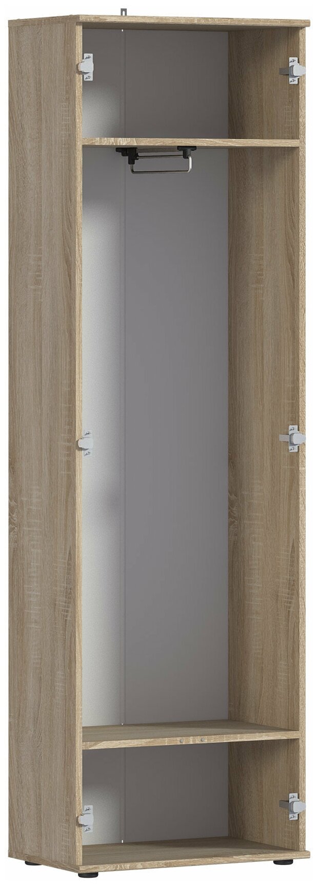 Двухдверный шкаф столплит Мамбо СБ-2878 с выдвижной штангой и 2 полками, Дуб Сонома/Белый 59х191х35 см - фотография № 4