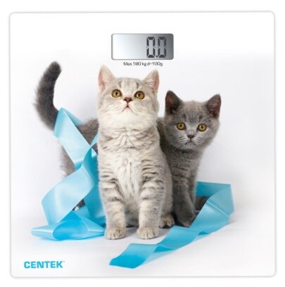 Весы напольные CENTEK CT-2426 Kitten электронные 180кг, 0,1кг, LCD 45x28, размер 26х26см - фотография № 1