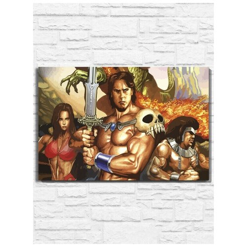 картина по номерам на холсте игра golden axe 2 9913 г 60x40 Картина по номерам на холсте игра Golden Axe 2 (Sega, Сега, 16 bit, 16 бит, ретро приставка) - 9913 Г 60x40