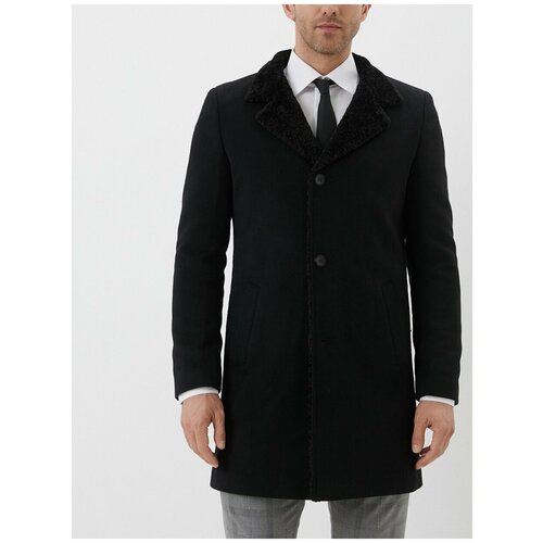 Пальто Berkytt зимнее, шерсть, силуэт полуприлегающий, размер 62/176, черный