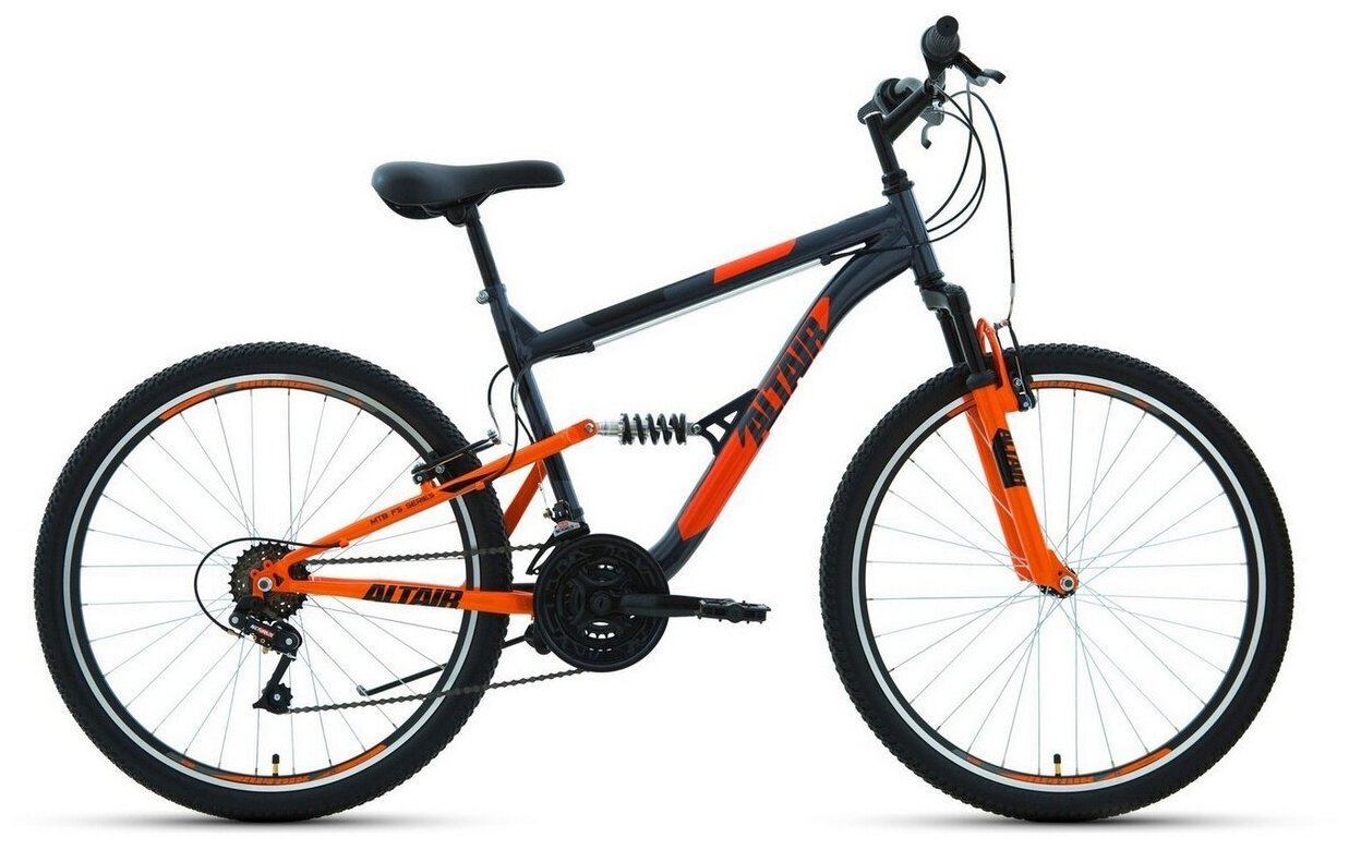 Велосипеды Двухподвесы Altair MTB FS 26 1.0, год 2021, цвет Серебристый-Оранжевый, ростовка 18