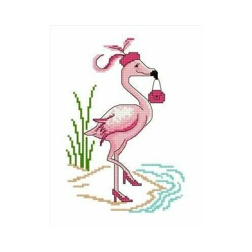 Набор для вышивания Сделано с любовью Красотка 15x20 см, Фламинго Детские Птицы набор для вышивания сделано с любовью гиацинтовый ара 15x20 см попугаи птицы