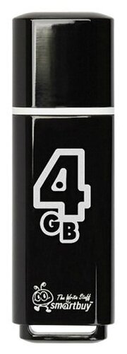 Флеш-диск 4 GB, SMARTBUY Glossy, USB 2.0, черный, SB4GBGS-K