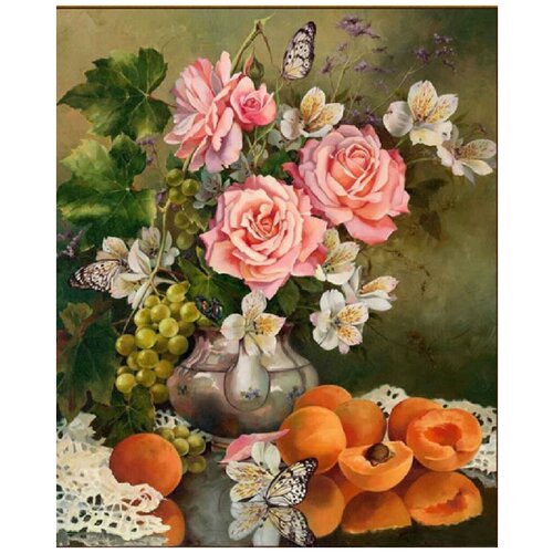 Алмазная картина Розы и абрикосы 40х50 см с подрамником YSG3555 с 8 лет