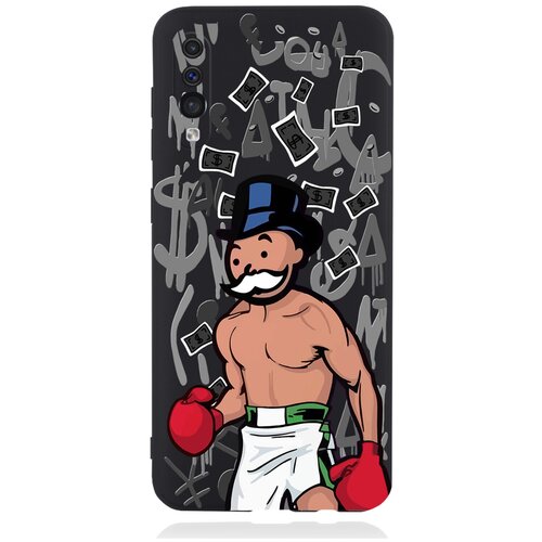 Черный силиконовый чехол для Samsung Galaxy A50 Monopoly Boxing Монополия Боксер для Самсунг Галакси А50