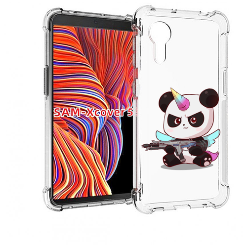 Чехол MyPads панда-единорог детский для Samsung Galaxy Xcover 5 задняя-панель-накладка-бампер