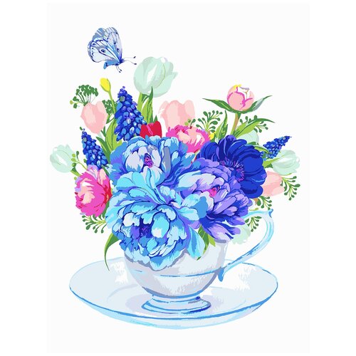 ФРЕЯ набор для раскрашивания по номерам Букет из голубых цветов (PNB/C3), 40 х 30 см