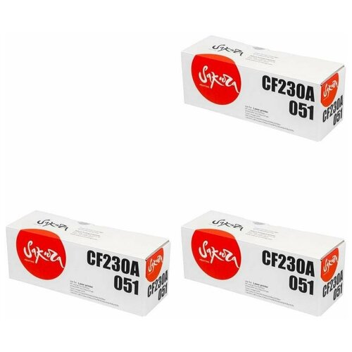 Sakura Картриджи комплектом совместимые Сакура Sakura SACF230A-051-3PK CF230A/Cartridge 051 черный 5.1K