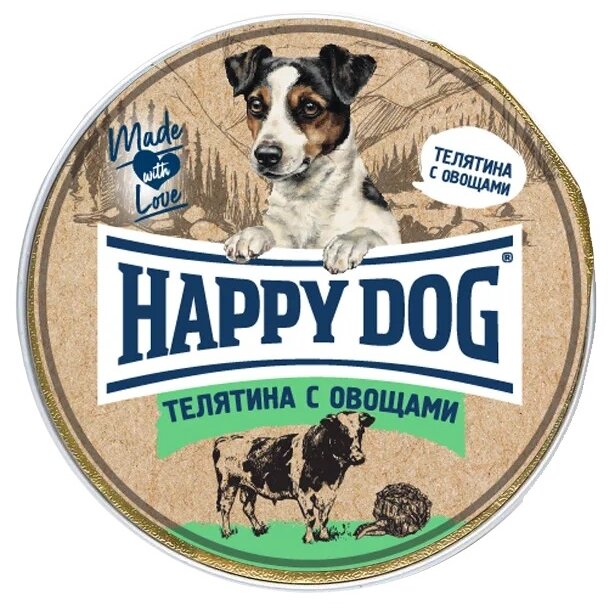 Корм для собак Happy Dog паштет с телятиной и овощами 125г - фото №1