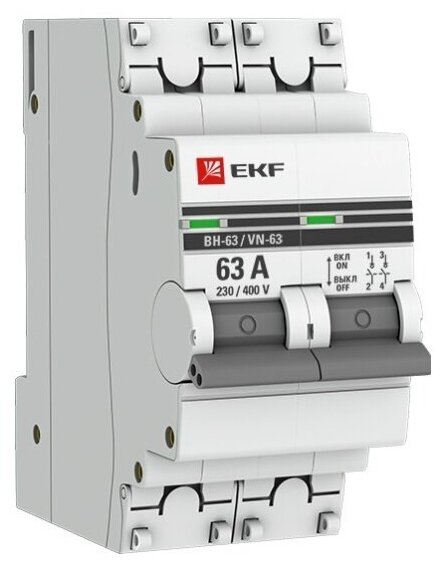 Выключатель нагрузки Ekf 2п 63А ВН-63 PROxima, SL63-2-63-pro