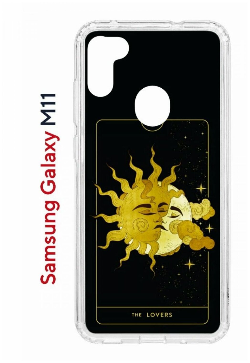 Чехол для Samsung Galaxy M11 Kruche Print Tarot Lovers, противоударный силиконовый бампер с рисунком, пластиковая накладка с защитой камеры