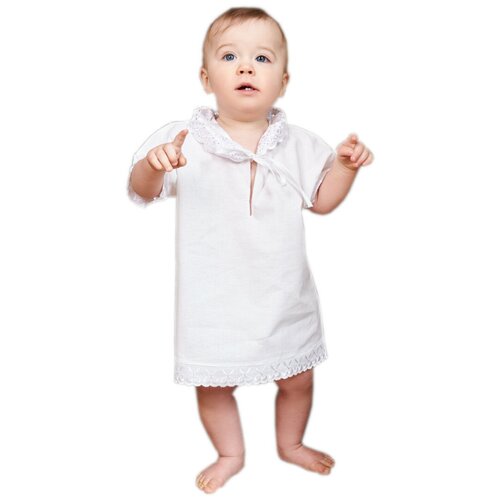 фото Рубашка крестильная для мальчика, белый осьминожка