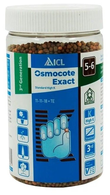 Osmocote Exact Standard High K 5-6 мес. длит. действия, NPK 11-11-18 + 1,5 MgO+МЭ, 10 г - фотография № 1