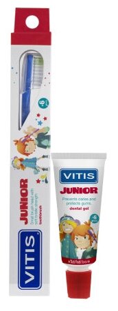 Зубная щетка детская VITIS Juniot от 6 лет, мягкая + зубная паста VITIS Junior 15мл