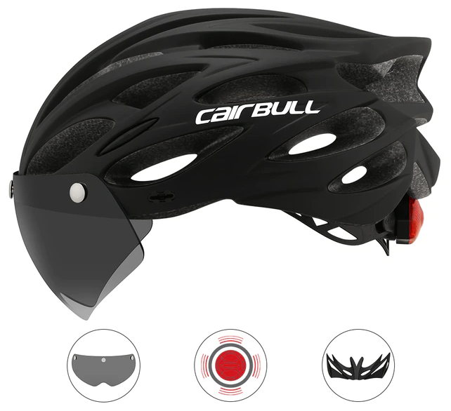Велосипедный шлем Cairbull сверхлегкий с визором и задним фонарем