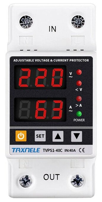 Реле контроля напряжения и тока Taxnele TVPS1-40C 40A