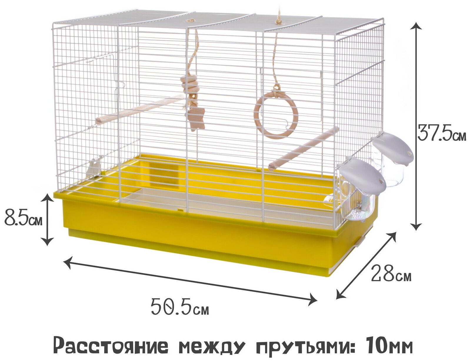 Клетка для птиц VOLTREGA (611), белый/зеленый, 50.5х28х37.5см (Испания) - фотография № 3