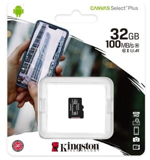 Карта памяти Kingston micro SDHC 32Gb Canvas Select Plus UHS-I U1 A1 (100/10 Mb/s)
