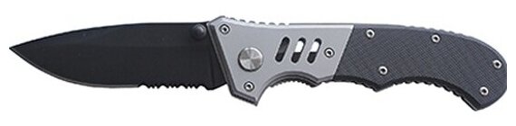 Нож складной Stinger , 75 мм (чёрный), рукоять: сталь/пластик (сереб-черн), с клипом