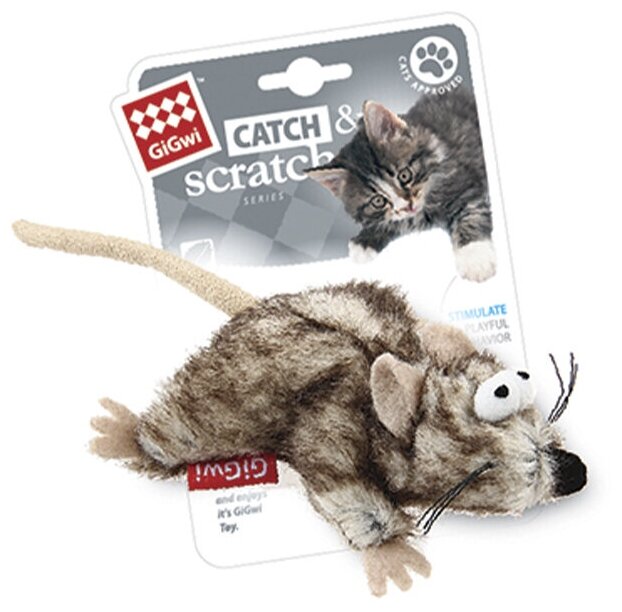 Игрушка для кошек Catch & Scratch мышка С кошачьей мятой 8 СМ - фотография № 13